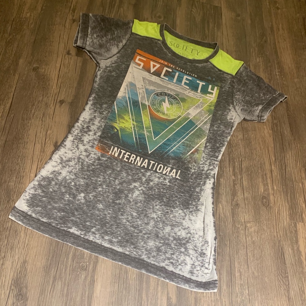 Grey/Neon Society Tee size L